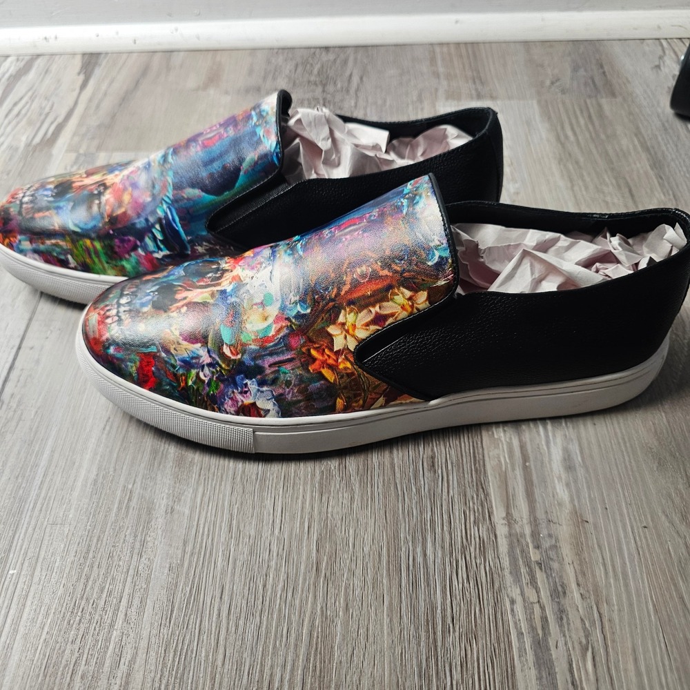 Robert Graham Mens Morcilla Skull Print Slip On Shoes 13 Multicolor Art RG5426S